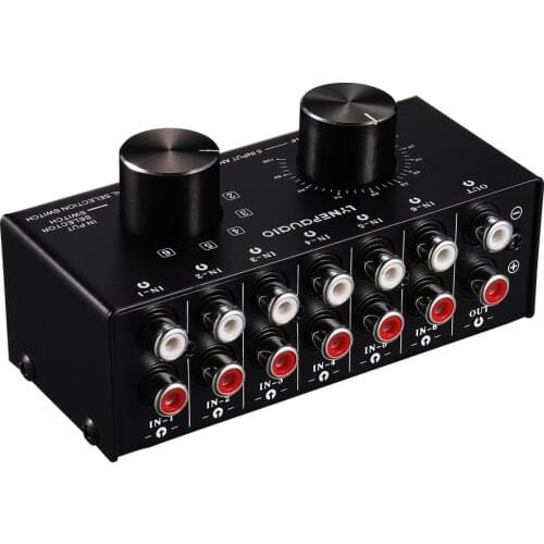 6 in 1 out audio source signal selection switcher headphone speaker switch output volume adjustment lossless