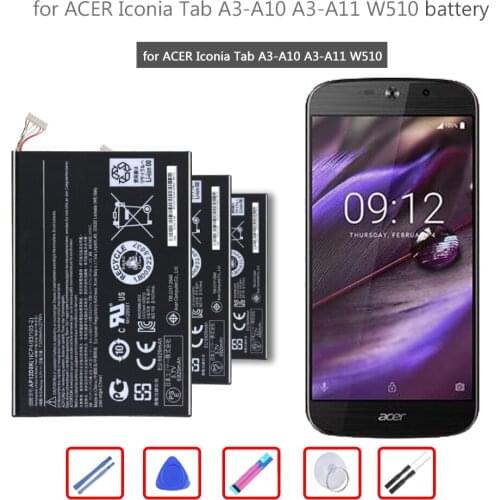 AP12D8K Tablet Battery for ACER Iconia Tab A3-A10 A3-A11 W510 W510P 3.7V 7300MAH 27WH + Free Tool