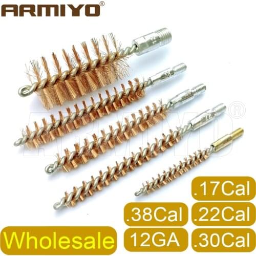 Armiyo Wholesale 100Pcs/pack .17Cal .22Cal .30Cal .38Cal 12GA Gun Bore Cleaning Bronze Brush Hunting Thread 5-40 8-32 5/16"-26T