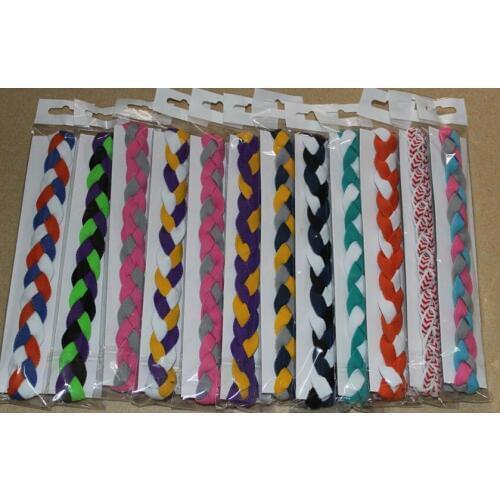 Baseball headband softball headband 3 rope non-sllip braided headband 6 piece Sports Braided Elastic Headbands for Girls