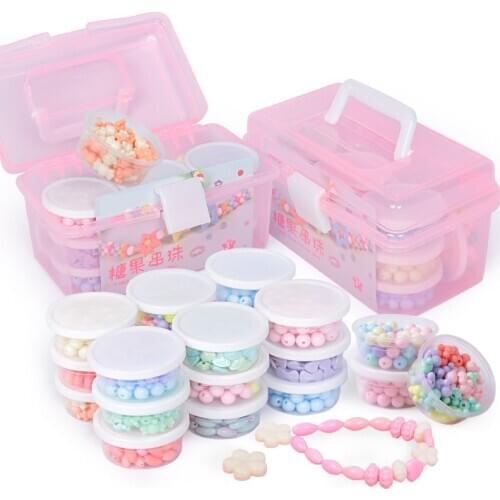12 Colors Big Box DIY Handmade Beaded Childrens Toy Creative Loose Spacer Beads Crafts Making Bracelet Necklace Girl Toy Gift