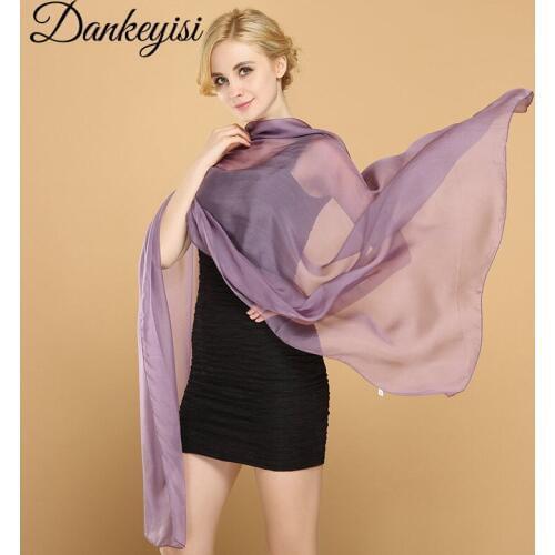 DANKEYISI Big Pure Silk Scarf Women Long 100% Mulberry Silk Scarf Female Bandana Luxury Brand Pashmina Wraps Scarf Shawls 2017