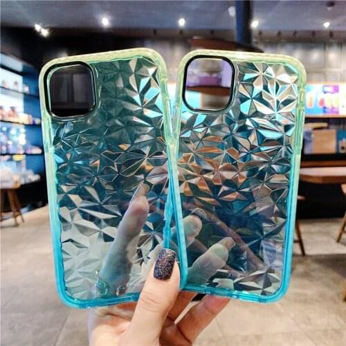 Original Gradient Diamond Pattern Case For iPhone 11 12 Pro XR Max 12 Mini 7 8 Plus X XR SE 2020 Fashion Shockproof Back Cover