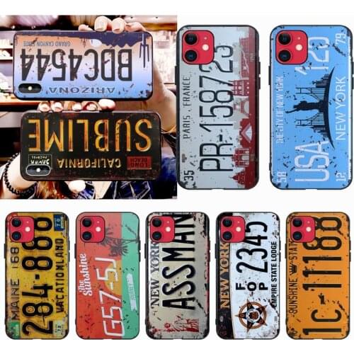 YJZFDYRM USA NEW YORK 125 Signs Car Number Coque Shell Phone Case for iPhone 11 pro XS MAX 8 7 6 6S Plus X 5S SE 2020 XR case