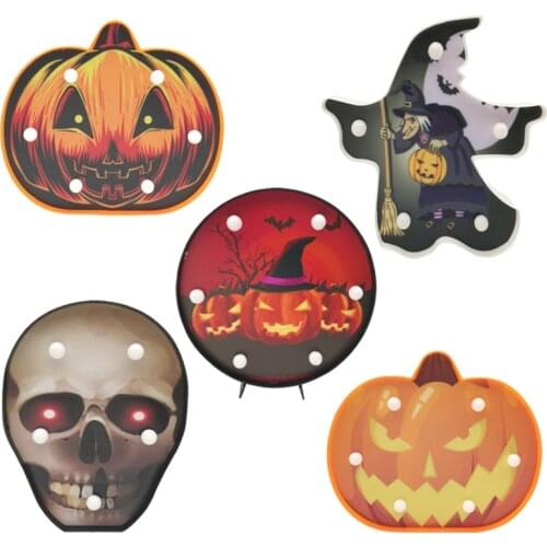 Chicinlife 1Pcs Halloween Pumpkin Skull Witch LED Light Night Lamp Happy Halloween Party Room Home Festival Bar Decor Supplies