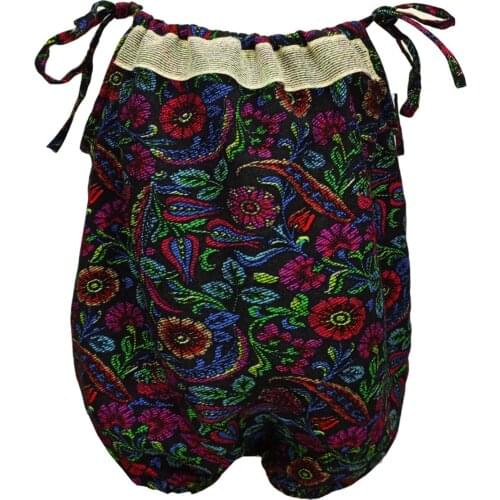 Baby Mika Baby Girl Black Floral Suspender Shorts Jumpsuit 0-3 Ages Baby Girl Knitted Set Zero Sleeve Rompers