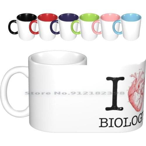 I Love Heart Biology T Shirt-Love Science Ceramic Mugs Coffee Cups Milk Tea Mug School Collage Uni University Teacher Teaching