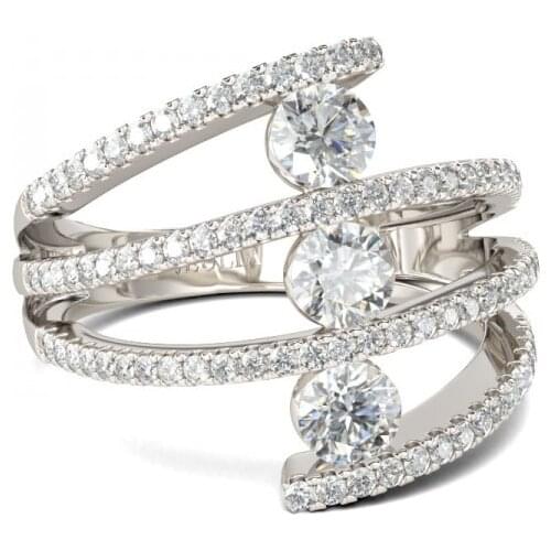 Hainon Luxury Full Crystal Big Stone AAA Cubic Zirconia Rings For Women Silver Color Romantic Cross Wide Wedding Promise Rings