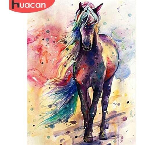 HUACAN Full Square/round Diamond Art Kits Horse Diamond Embroidery Mosaic Cross Stitch Animal Home Decoration