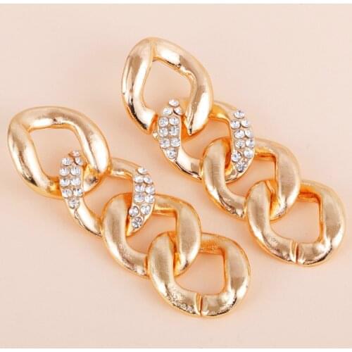 HYSECMAO Fashion Thick Chain Drop Earrings for Women Exaggeration Long Gold Color Metal Earring Geometric Statement Jewelry Gift