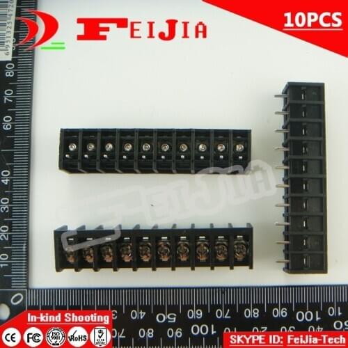10PCS 611-6.35-10P / 611 6.35mm 10Pin Barrier Terminal Block Screw Terminal Block Pitch 6.35mm Terminal Block Free Shipping