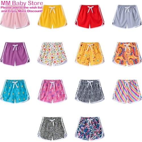 Summer Cute Girls Shorts Fashion Stretch Candy Color Kids Sports Short Mid Waist Casual Beach Short Childrens Clothing 2-8Year