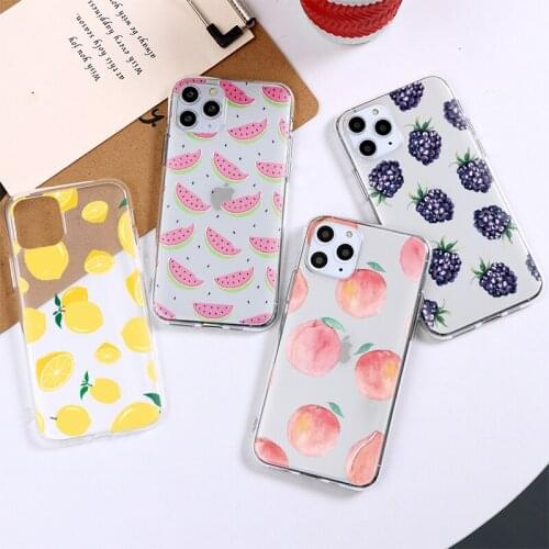Cute Fruit Design Transparent Phone Case For iPhone 11 12 Pro X XR XS MAX Mini SE 2020 For iPhone 7 8 6 6S 5 5S SE Plus TPU Capa