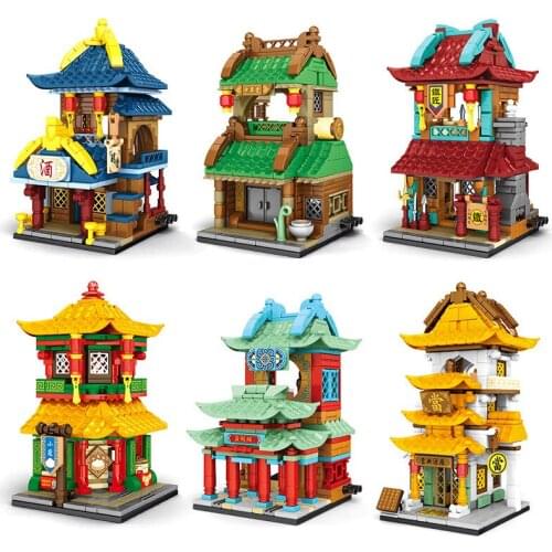 City Street View Educational Building Blocks Toys For Kids Girls Friends DIY Birthday Present Mini Street Stores Models Gift
