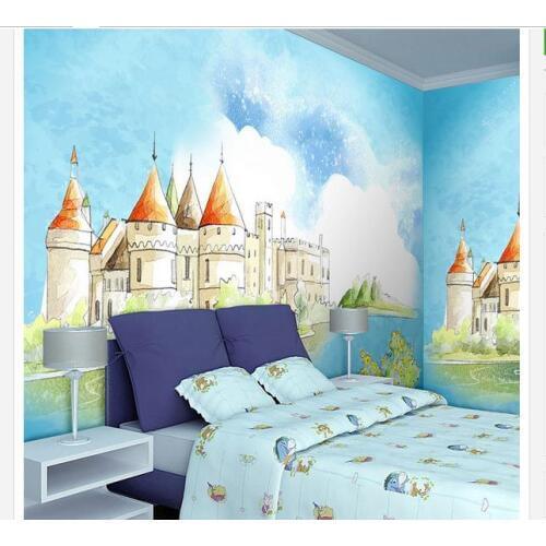 Custom mural 3D non-woven wallpaper Hand drawn illustration childrens room wall Childrens paintings
