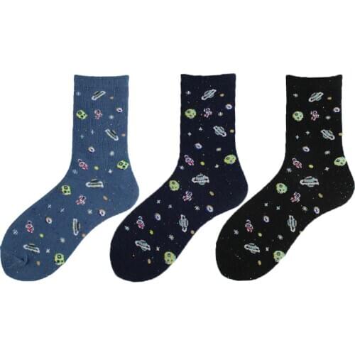 [COSPLACOOL]Yarn Planet Sky Style Cute Funny Socks Cotton Astronauts Socks Woman Skarpetki Kawaii Sokken Calcetines Mujer Meias