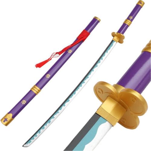 Hotest Cosplay OP Roronoa Zoro Black/White Yama Demon 2nd Kitetsu Sauron Purple Ghost Weapon Wood Sword 104cm Prop