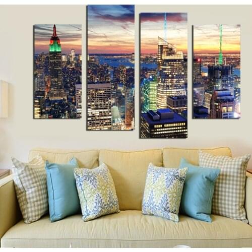 New York landscape prints 4 art panels and posters adorn the walls and home decor accessories TZ093