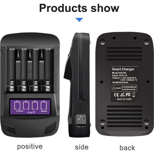 PALO 4 Slots LCD Display Smart Intelligent AA Battery Charger For 1.2V AA / AAA Ni-Cd Ni-MH Rechargeable Battery