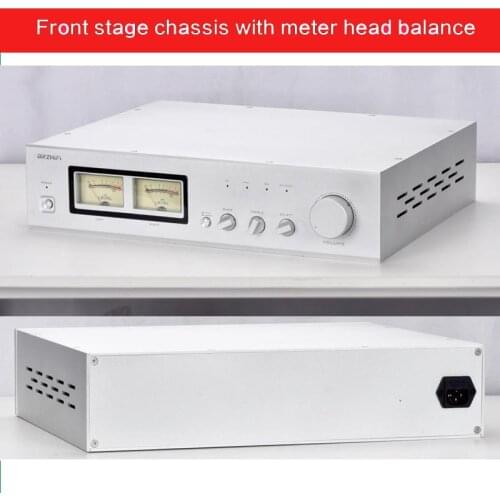 430*100*338mm All-aluminum Power Amplifier Chassis DIY Tube Front Case with Meter Balance 4310VU Front Power Shell Audio Box