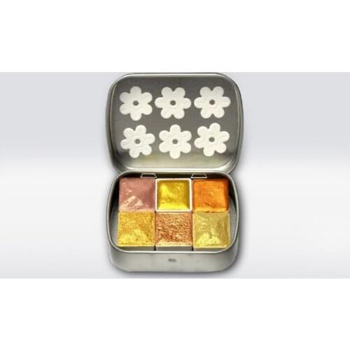 Handmade pearlescent watercolor paint set 6 colors half plate solid watercolor shell shiny Acuarela art supplies school supplies