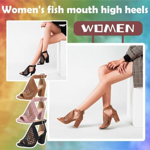 Summer Casual Sandalias Womens Breathable Shoes Hollow Zipper Women Shoes Fish Mouth Sandals High Heels Обувь Для Женщин Летняя