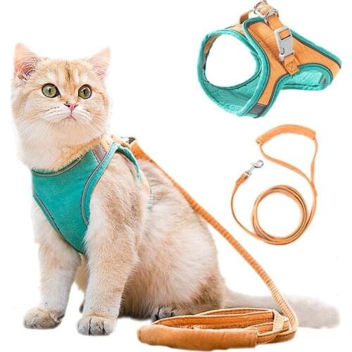 Cat Harness pet cat Outdoor Walking Reflective Vest Training Walking Leads Pet Harness+Leash Set Adjust Collar Cat Accessories