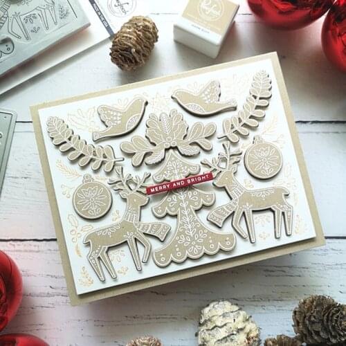 Panalisacraft Christmas deer background card Cutting Dies And Clear Stamps cut die scrapbooking Album Paper Card Craft Embossing