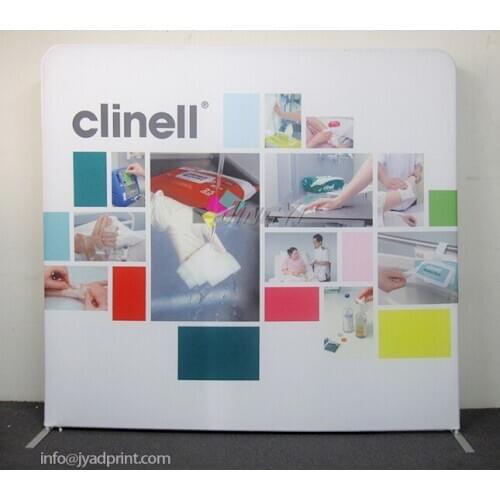 8ft Straight Fabric POP up Backwall Display, 3X3 POP up Backdrop Display Banners, Stretch Fabric Background