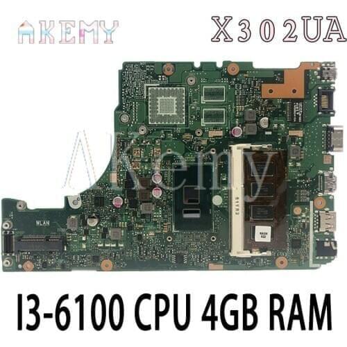 X302UA motherboard I3-6100 CPU 4GB RAM For Asus X302 X302U X302UA X302UJ original mainboard X302UA Laptop motherboard mainboard
