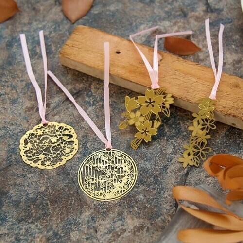 8pcs Sakura Golded Bookmark Chinese Vintage Leaf Metal Book Marker Gift Stationery Office School Supplies Material Escolar H6517