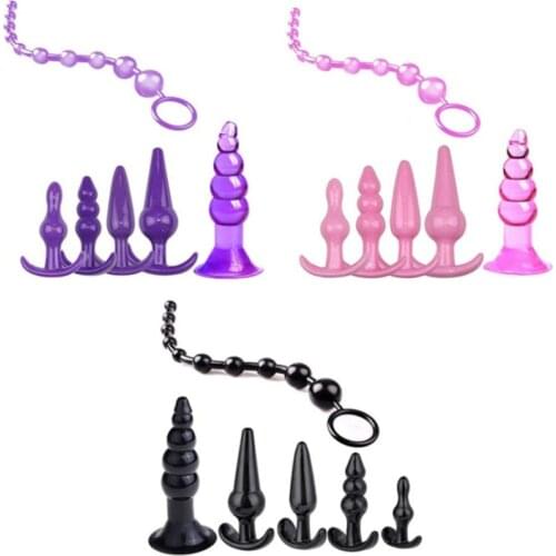 Sex Products Anal Plug Combination 6-Piece Set Women 's Back Court Silicone Bead Pulling Masturbation Set