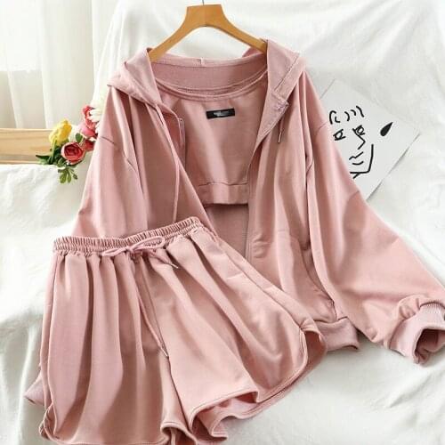 Womens Fashion Casual Zipper Solid Long Sleeve Lace Up Hooded Sweater Coat 2021 Summer Women Slim Three Piece Suit