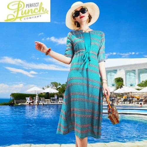 Real silk casual 100% elegant summer dress blue midi dresses for women fashion 2021 new arrival vestido KML19B4150 pph408