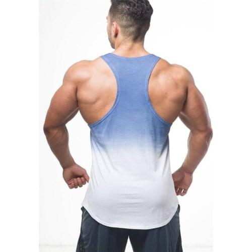 2020 New Fashion Mes shaped Vest, Sexy U-shaped Neck Tank Top Sleeveless Gradient Color Fitness Clothing
