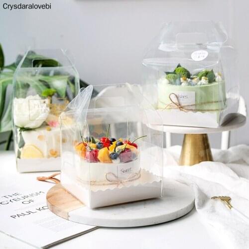 10pcs Handle Transparent Cake Decoration Boxes For Birthday Party Handmade Favor Baby Show Gift Food Package Supplies