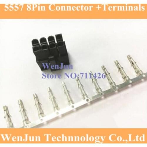 100PCS ATX/EPS PCI-E GPU 4.2mm 5557 8Pin 8 pin 2*4pin male connect set with 800PCS 5559 female terminals crimp pin