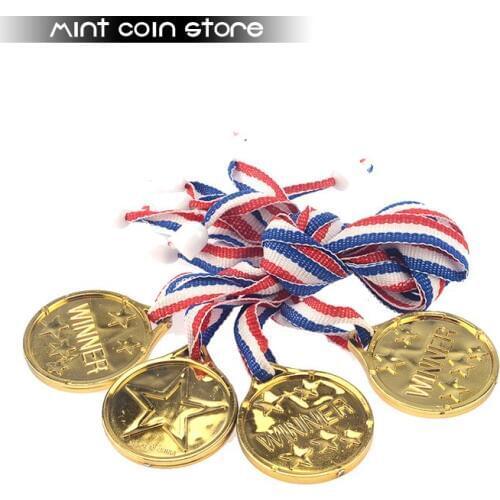 100PCS Plastic Goldtone Winner Prize Award Boy Girl Medals Pinata Fillers Party Favor Supplies Kids Game