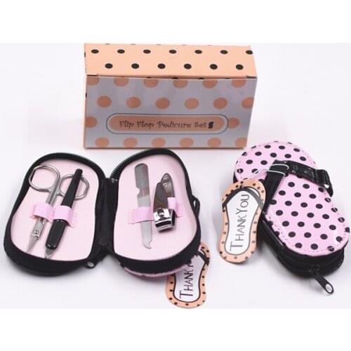100pcs Wedding Gift Favor Polka Flip Flop 4 Pieces Pedicure Set nail file +scissors + clippers+cuticle set NO296