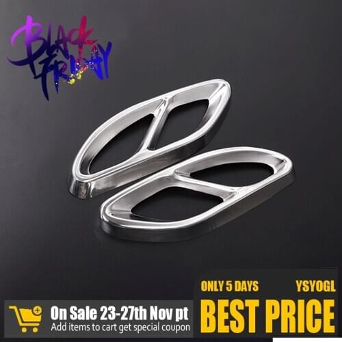 2pcs/pair Steel Rear Exhaust End Tip Pipe Cover Trim Decor for Mercedes-Benz GLC B Class w246 E w213 w176 C-Class W205 2015