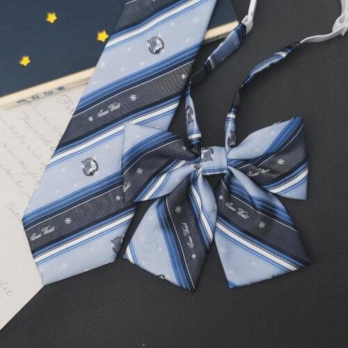 2021 Elegant DK Tie Unisex Snowflake Printing Exquisite Workmanship Snowflake Printing Japanese Style Uniform Tie for Party