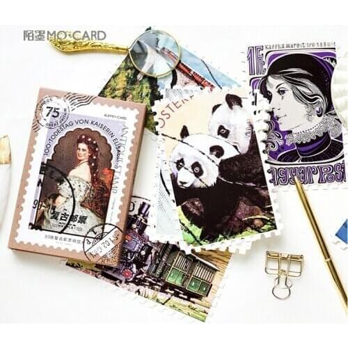 30 Sheets/Set Retro Stamp series Postcard/Greeting Card/Message Card/Birthday Letter Envelope Gift Card