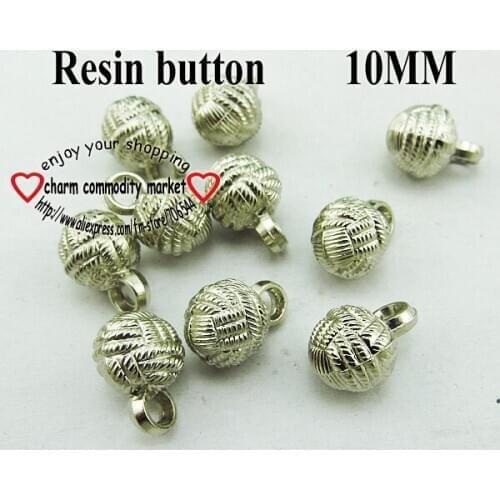 50PCS 10MM silver ball shape Shank Dyed RESIN buttons coat boots sewing clothes accessories R-207