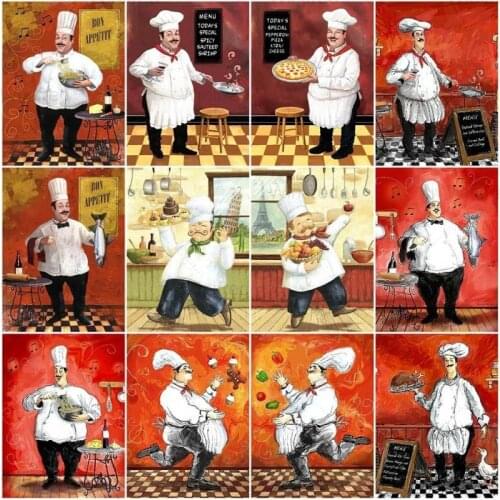 Diamond Embroidery Chef Cooking Kitchen Diamond Painting Cook Full Square/Round Drill Handmade Gift 5D DIY Home Decor Restaurant