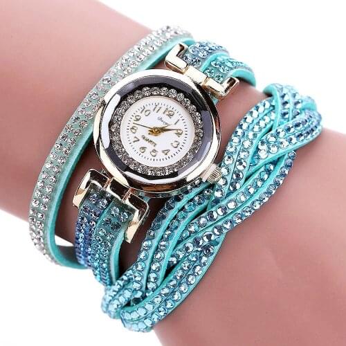 Women Diamond Watch Starry Round Dial Bracelet Watches Set Ladies Leather Band Quartz Wristwatches Female Clock Zegarek Damski