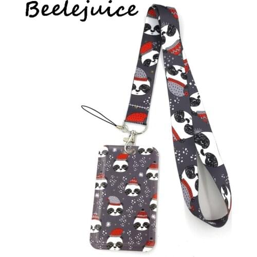 Christmas Snowman Panda Fashion Lanyard ID Badge Holder Bus Pass Case Cover Slip Bank Credit Card Holder Strap Card Holder Gifts