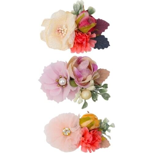 CN 1/3/4/5PCS/Set Lace Flowers Hairpins Pins Chiffon Flower Hair Clips Children Barrettes For Kid Hairgrips Hair Accessories