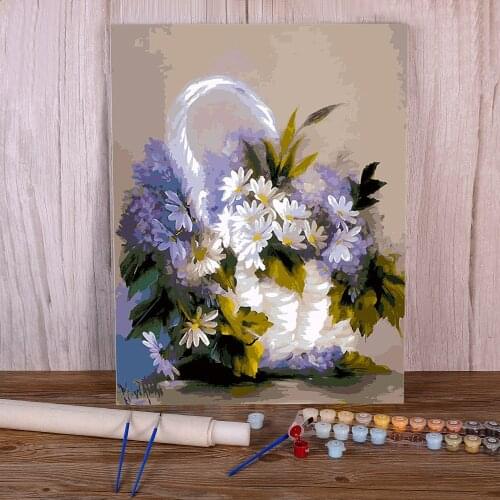 Flowers Paint By Numbers Set Acrylic Paints 40*50 Painting On Canvas Handmade For Adults Wall Art For Handicraft