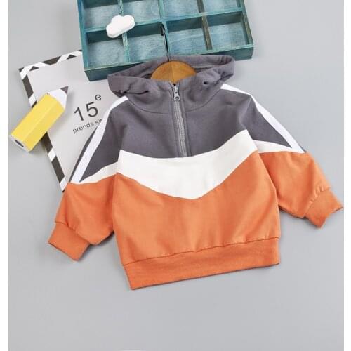 Children Hoodies Sweatshirts Boy Girl Autumn Solid Color Warm Stitching Sweatshirts Toddler Baby Fashion Clothing 1-4 Years
