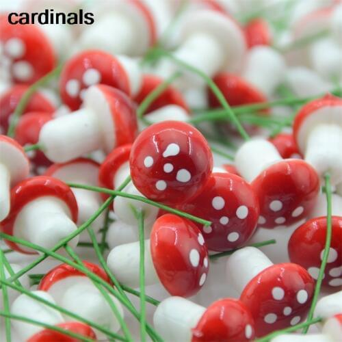 10Pcs 1.5cm Mini Foam Mushroom Fungus Artificial Plant Flowers Kids Painted DIY Craft Home Party Wreath Holiday Decoration